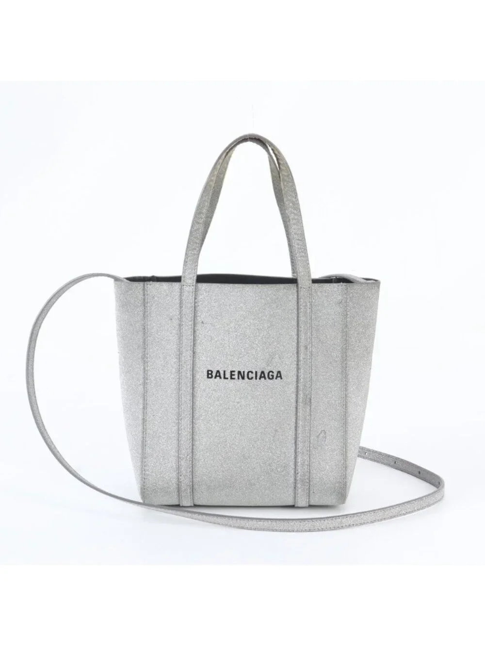 Balenciaga Everyday Tote Xxs Leather 2-Way Shoulder Bag Crossbody Hand Silver